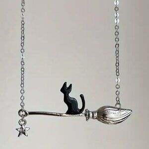 Stylish Black Cat  Halloween Necklace